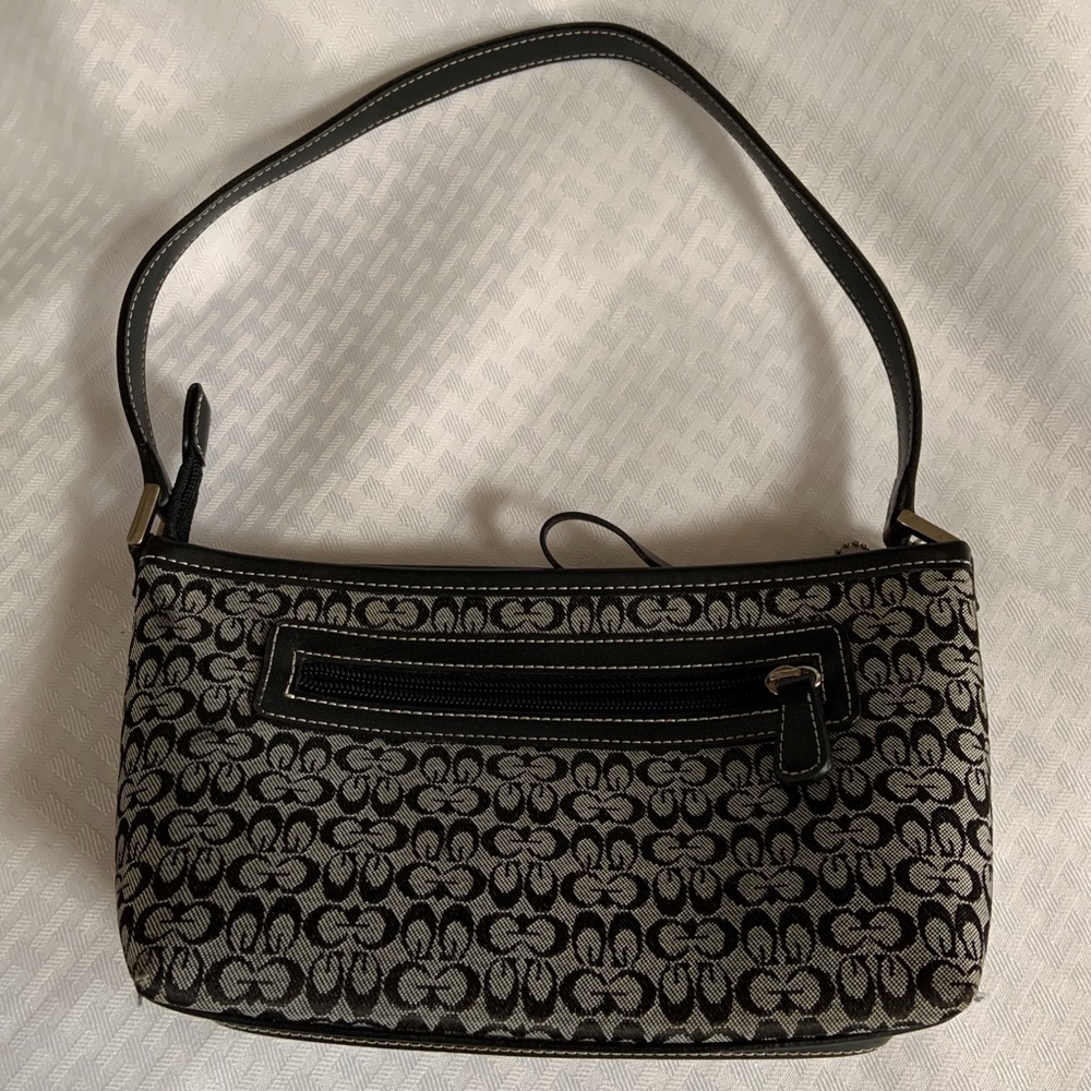 Black double G canvas handbag purse with two zipper compartments, single…